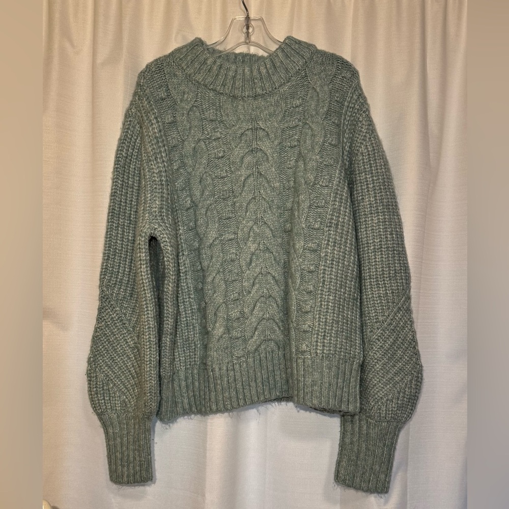 Light Teal Cable Knit Sweater